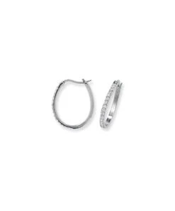 Gladstones Jewellers Silver CZ Set 23mm Oval Hoop Earrings