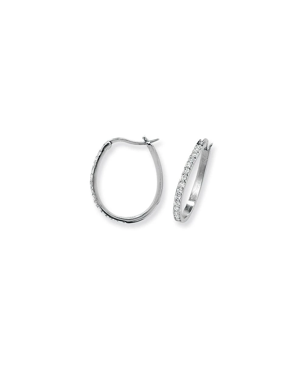 Gladstones Jewellers Silver CZ Set 23mm Oval Hoop Earrings 3 Gladstones Jewellers Silver CZ Set 23mm Oval Hoop Earrings