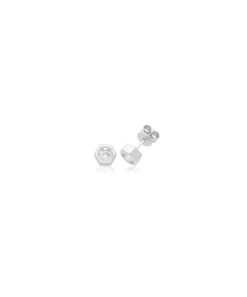 Gladstones Jewellers Silver Hexagon CZ Stud Earrings
