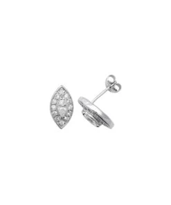Gladstones Jewellers Silver Oval CZ Halo Stud Earrings