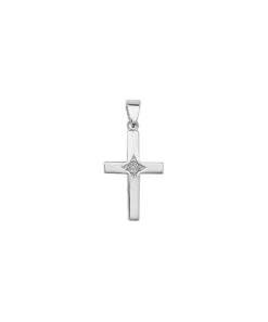 Gladstones Jewellers Sterling Silver CZ Medium Sized Cross Pendant