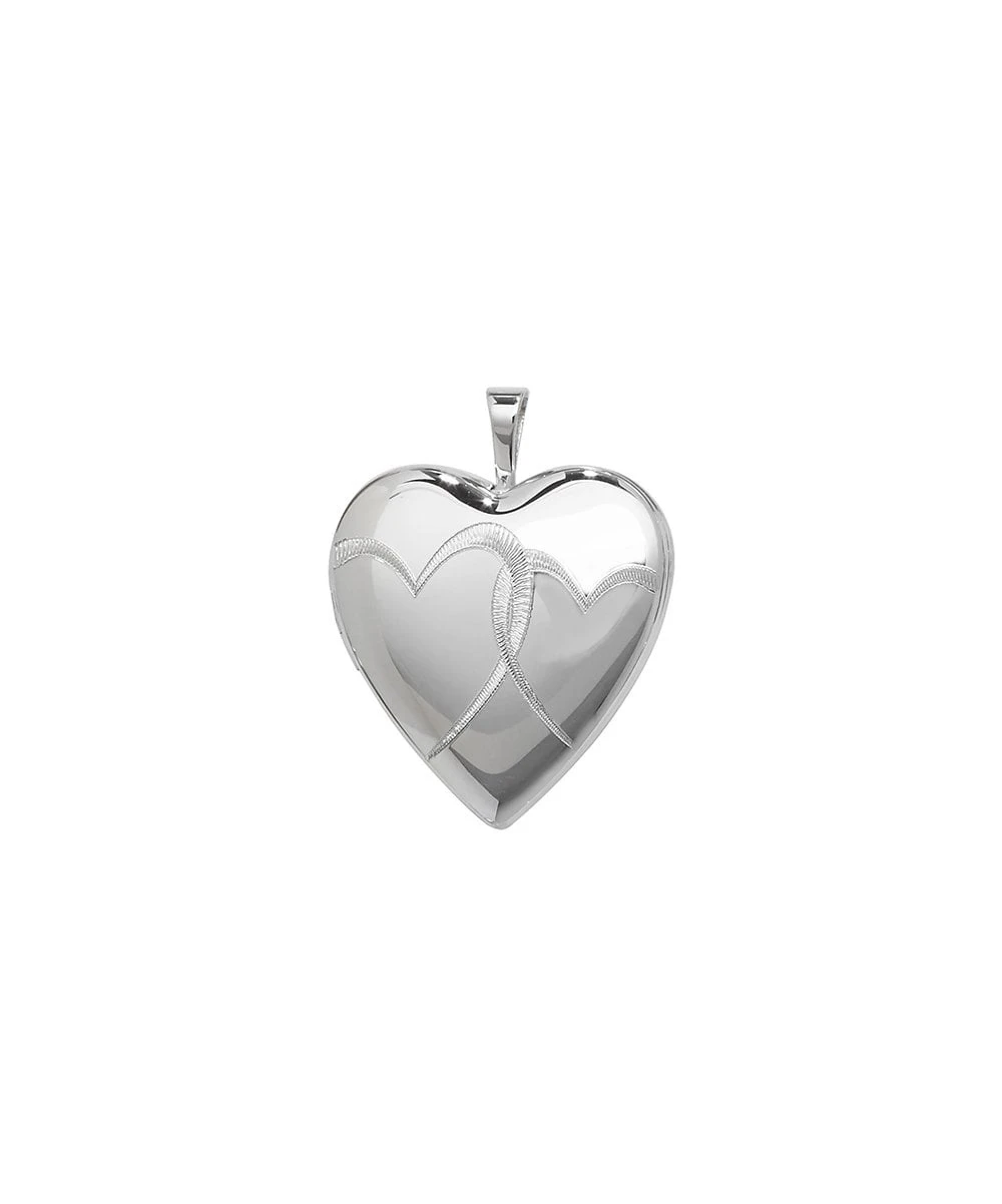 Gladstones Jewellers Sterling Silver Heart Locket Pendant With Two Engraved Hearts 3 Gladstones Jewellers Sterling Silver Heart Locket Pendant With Two Engraved Hearts