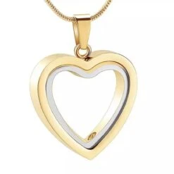 Glass Heart - Gold Stainless Steel Cremation Ashes Memorial Pendant