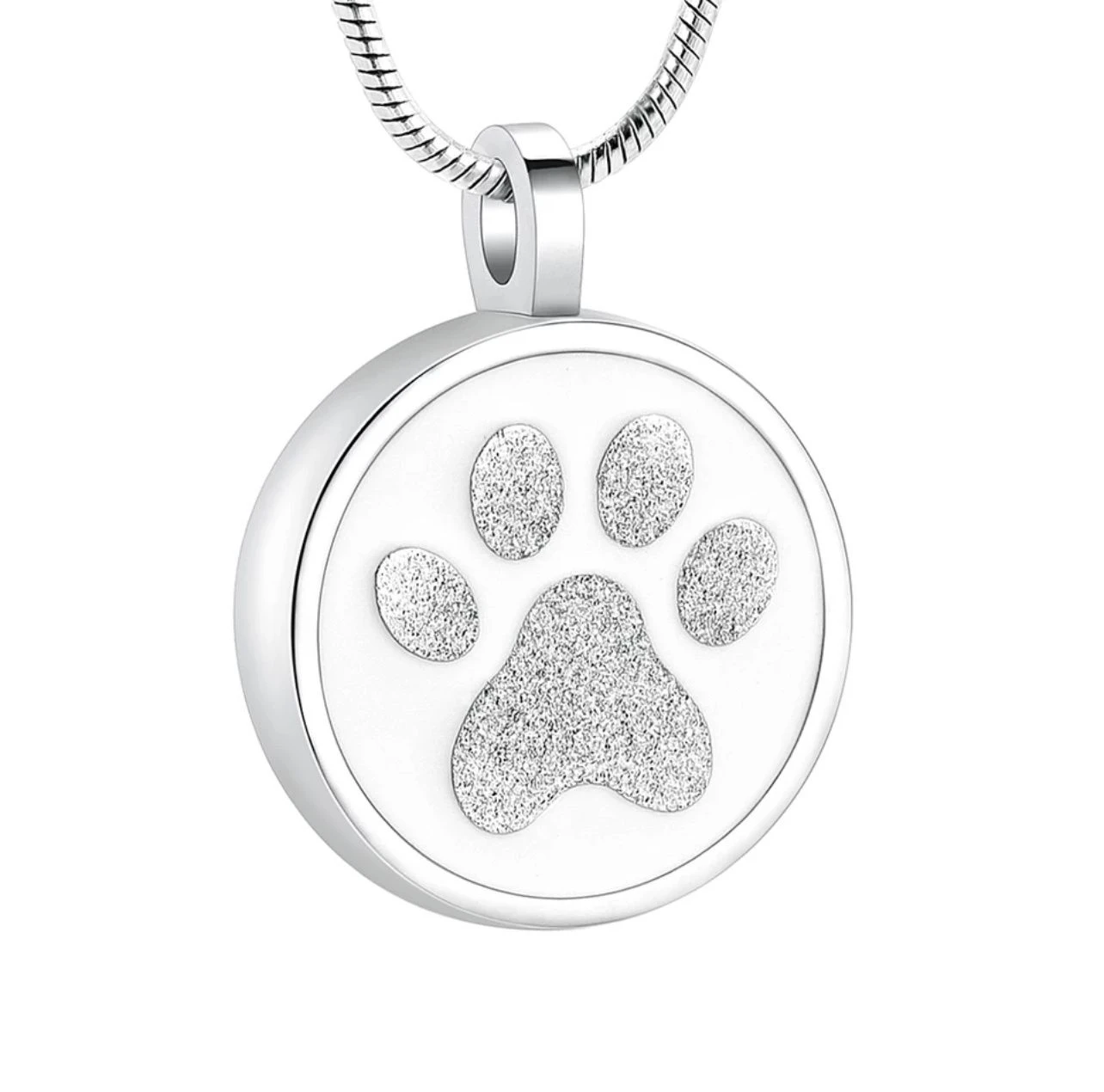 Glitter Paw Circle -Stainless Steel Cremation Ashes Jewellery Memorial Pendant 3 Glitter Paw Circle -Stainless Steel Cremation Ashes Jewellery Memorial Pendant