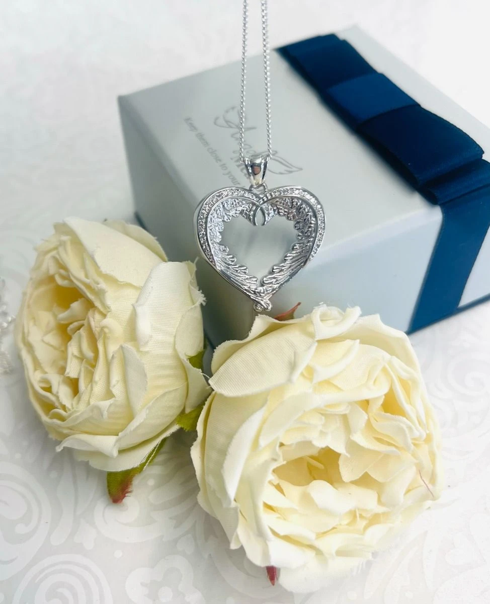 Feathered Wing Heart Cremation Ashes Memorial Pendant 4 Feathered Wing Heart Cremation Ashes Memorial Pendant - Image 2