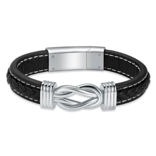 Infinite Knot Leather Bracelet - Stainless Steel Cremation Ashes Jewellery 3 Infinite Knot Leather Bracelet - Stainless Steel Cremation Ashes Jewellery