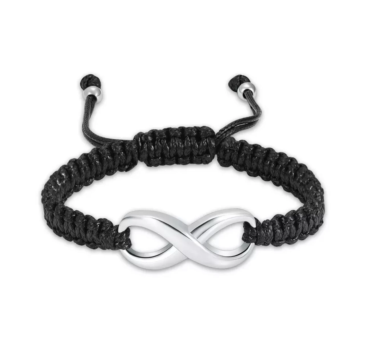 Infinity Silver Black Cord Bracelet- Stainless Steel Cremation Ashes Jewellery 3 Infinity Silver Black Cord Bracelet- Stainless Steel Cremation Ashes Jewellery