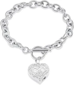 Crystal Infinity Heart - Stainless Steel Cremation Ashes Jewellery Bracelet
