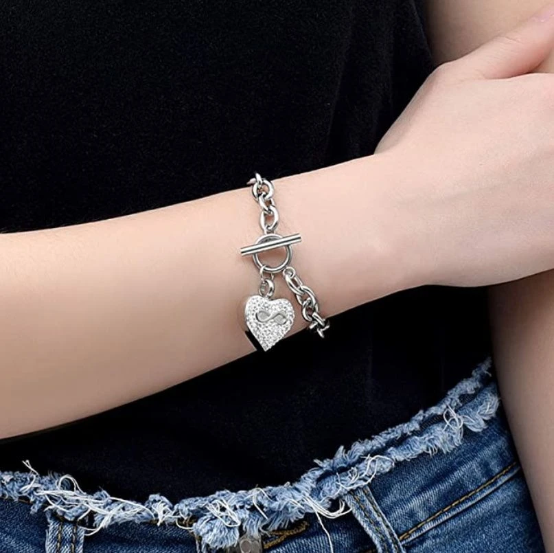 Crystal Infinity Heart - Stainless Steel Cremation Ashes Jewellery Bracelet 4 Crystal Infinity Heart - Stainless Steel Cremation Ashes Jewellery Bracelet - Image 2