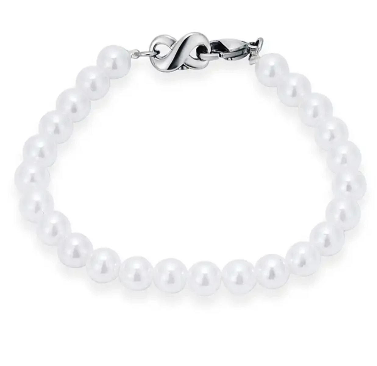 Pearl Infinity Bracelet - Stainless Steel Cremation Ashes Jewellery 3 Pearl Infinity Bracelet - Stainless Steel Cremation Ashes Jewellery