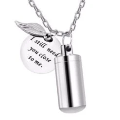 I Still Need You Cylinder - Stainless Steel Cremation Ashes Urn Jewellery Pendant