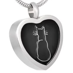 Kitty Heart - Stainless Steel Pet Ashes Jewellery Memorial Pendant