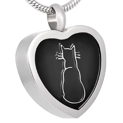 Kitty Heart - Stainless Steel Pet Ashes Jewellery Memorial Pendant 3 Kitty Heart - Stainless Steel Pet Ashes Jewellery Memorial Pendant