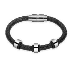 Vegan Leather Rope Bracelet - Stainless Steel Cremation Ashes Jewellery