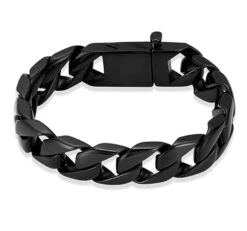 Men's Black Chunky Curb Bracelet - Stainless Steel Cremation Ashes Jewellery