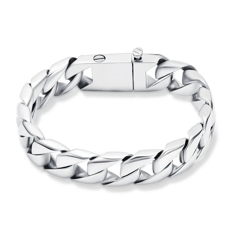 Men's Chunky Curb Bracelet - Stainless Steel Cremation Ashes Jewellery 3 Men's Chunky Curb Bracelet - Stainless Steel Cremation Ashes Jewellery