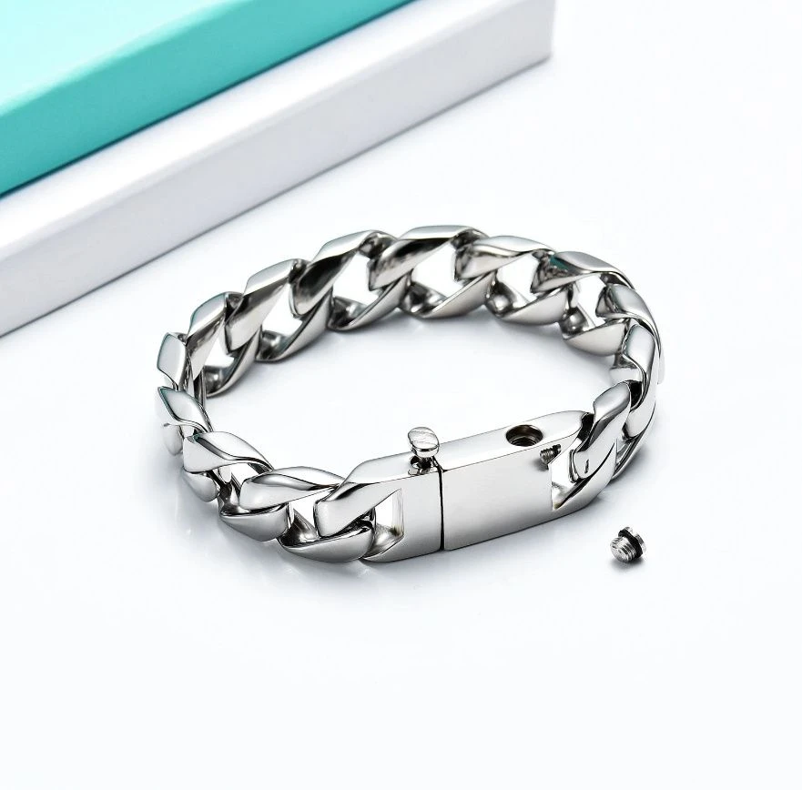 Men's Chunky Curb Bracelet - Stainless Steel Cremation Ashes Jewellery 4 Men's Chunky Curb Bracelet - Stainless Steel Cremation Ashes Jewellery - Image 2