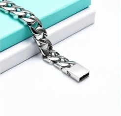 Men's Chunky Curb Bracelet - Stainless Steel Cremation Ashes Jewellery 10 Men's Chunky Curb Bracelet - Stainless Steel Cremation Ashes Jewellery -Ornaments Promotion Store menscurbbraceletsilver2