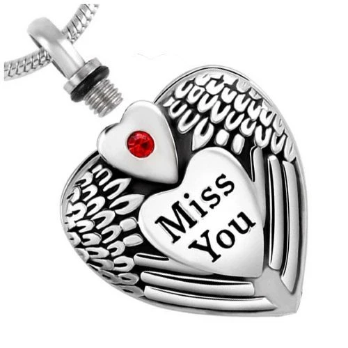 Miss You Heart - Stainless Steel Cremation Ashes Jewellery Pendant 4 Miss You Heart - Stainless Steel Cremation Ashes Jewellery Pendant - Image 2