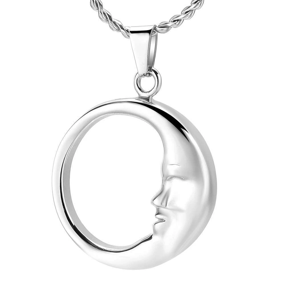 Moon Circle - Stainless Steel Cremation Ashes Jewellery Pendant 3 Moon Circle - Stainless Steel Cremation Ashes Jewellery Pendant