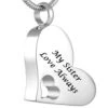 My Sister - Stainless Steel Cremation Ashes Jewellery Pendant 2 My Sister - Stainless Steel Cremation Ashes Jewellery Pendant -Ornaments Promotion Store mysisterlovealways