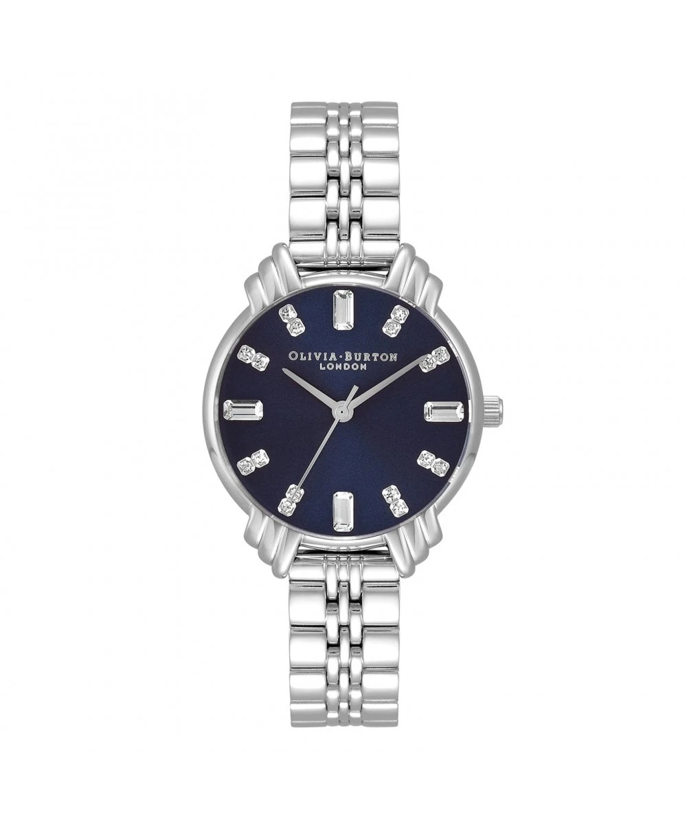 Olivia Burton Art Deco Navy Dial Silver Bracelet Watch 3 Olivia Burton Art Deco Navy Dial Silver Bracelet Watch