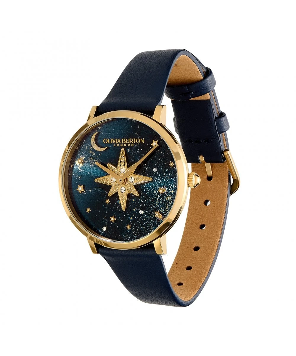 Olivia Burton Celestial Nova Slim Gold & Sapphire Blue Leather Strap Watch 4 Olivia Burton Celestial Nova Slim Gold & Sapphire Blue Leather Strap Watch - Image 2
