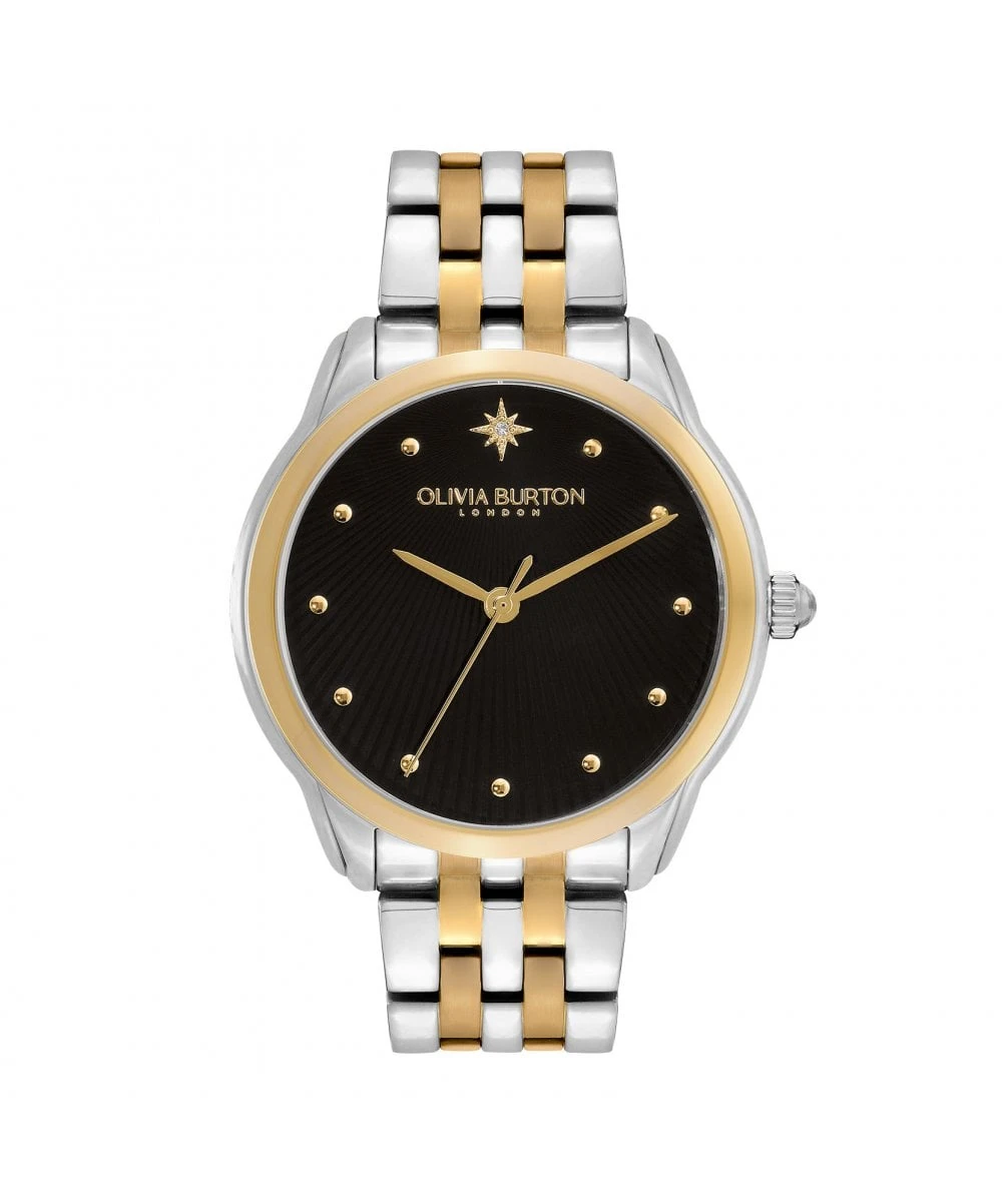 Olivia Burton Celestial Starlight Black & Two Tone Bracelet Watch 3 Olivia Burton Celestial Starlight Black & Two Tone Bracelet Watch