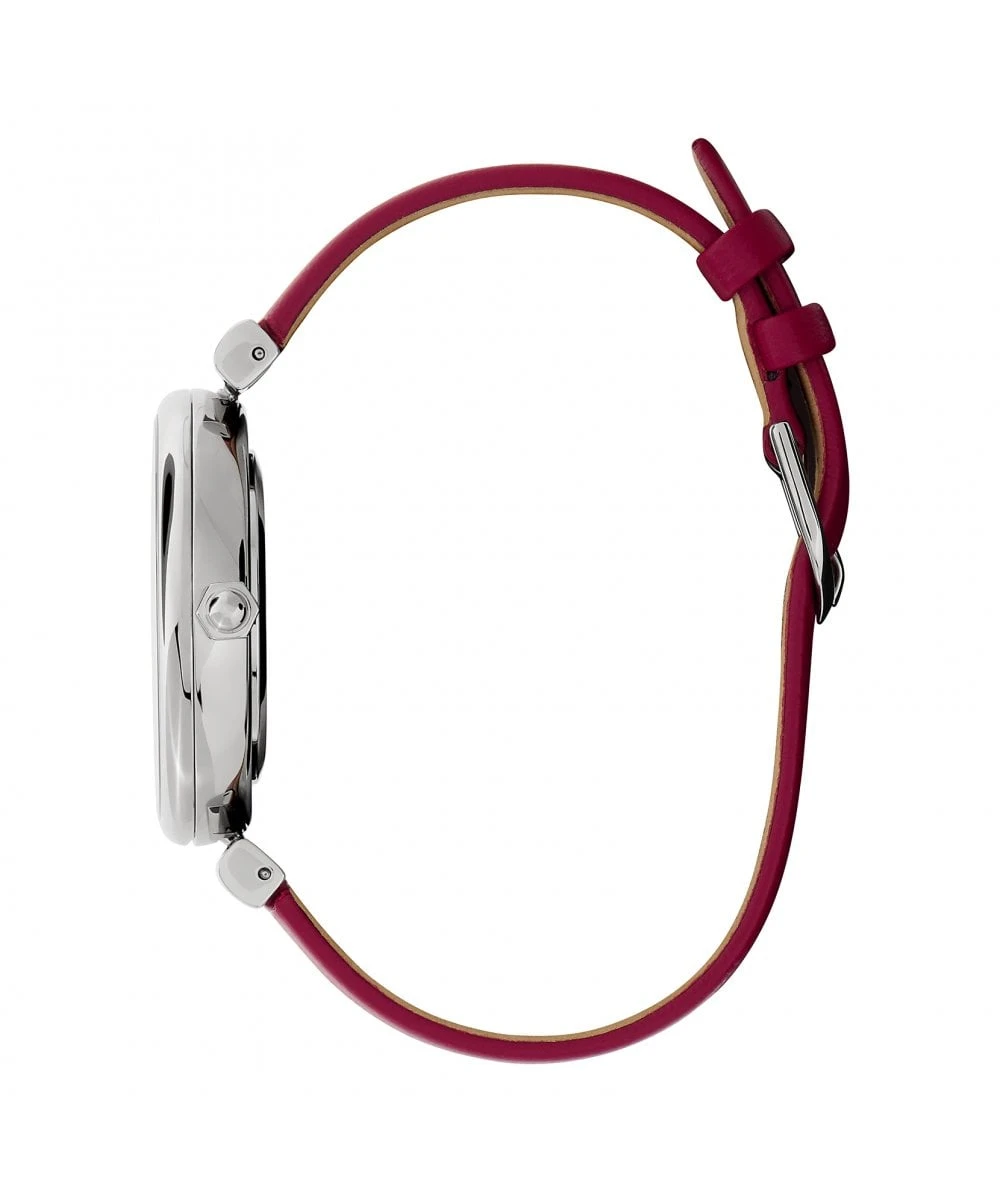 Olivia Burton Minima Bee T-Bar Silver & Cranberry Leather Strap Watch 5 Olivia Burton Minima Bee T-Bar Silver & Cranberry Leather Strap Watch - Image 3