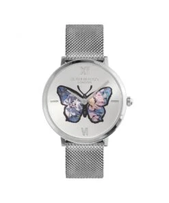 Olivia Burton Olivia Burton Signature Butterfly Silver Mesh Bracelet Watch