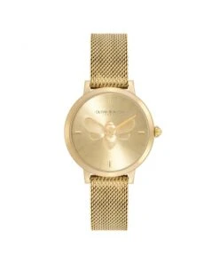 Olivia Burton Ultra Slim Bee Gold Mesh Bracelet Watch