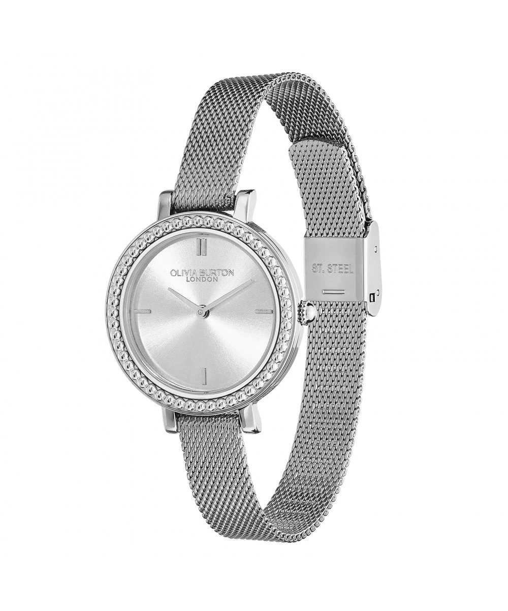 Olivia Burton Olivia Burton Vintage Bead Silver Mesh Bracelet Watch 4 Olivia Burton Olivia Burton Vintage Bead Silver Mesh Bracelet Watch - Image 2