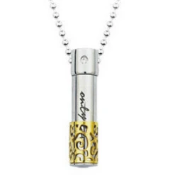 Only Love Gold Cylinder - Stainless Steel Cremation Ashes Memorial Pendant