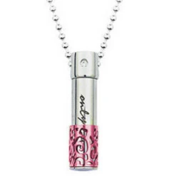Only Love Pink Cylinder - Stainless Steel Cremation Ashes Memorial Pendant