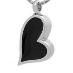 Onyx Teardrop Heart - Stainless Steel Cremation Ashes Memorial Jewellery Pendant