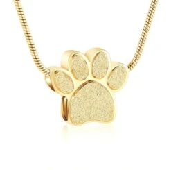 Paw Charm Gold - Stainless Steel Pet Cremation Ashes Memorial Pendant