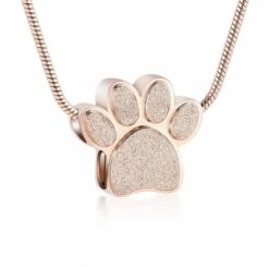 Paw Charm Rose Gold - Stainless Steel Pet Cremation Ashes Memorial Pendant