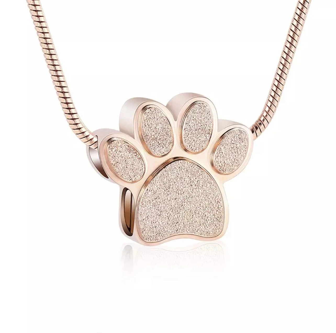 Paw Charm Rose Gold - Stainless Steel Pet Cremation Ashes Memorial Pendant 3 Paw Charm Rose Gold - Stainless Steel Pet Cremation Ashes Memorial Pendant