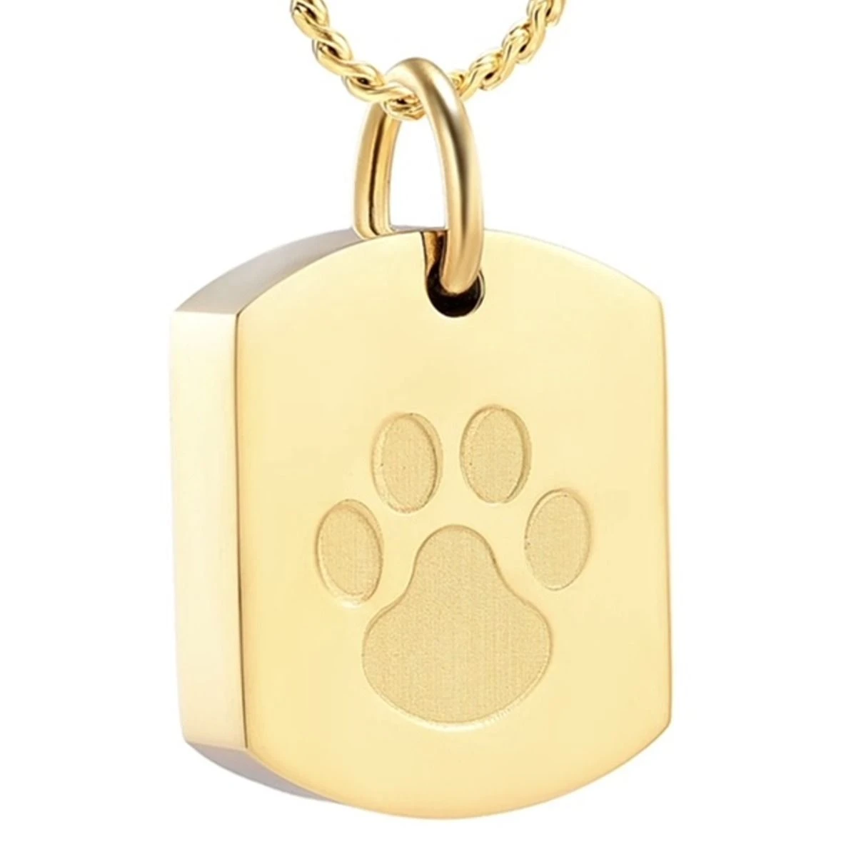 Paw Dog Tag - Gold Stainless Steel Pet Cremation Ashes Jewellery Pendant 3 Paw Dog Tag - Gold Stainless Steel Pet Cremation Ashes Jewellery Pendant