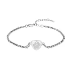 Paw Heart Bracelet - Stainless Steel Cremation Ashes Jewellery