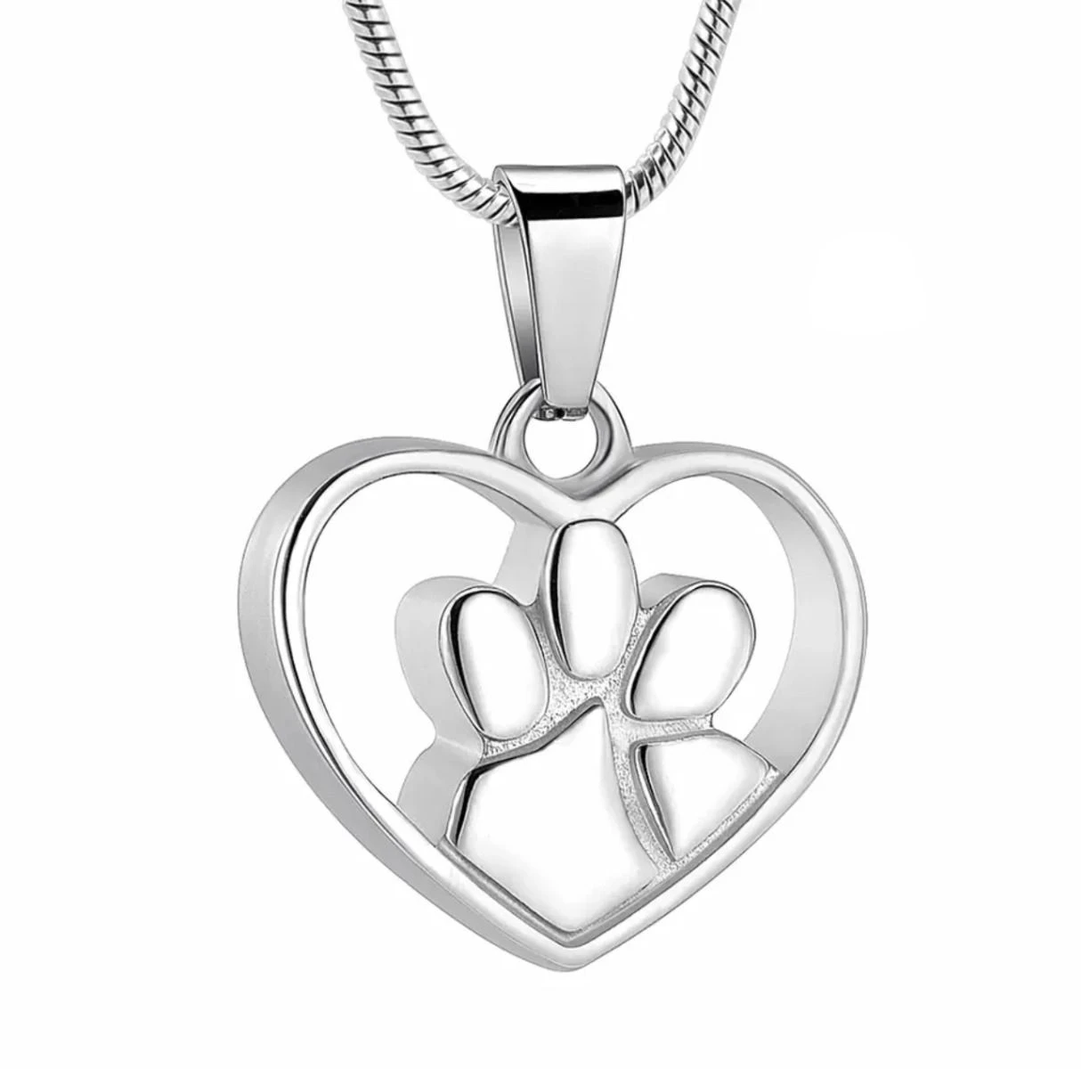 Paw Print In My Heart - Stainless Steel Ashes Jewellery Necklace Pendant 3 Paw Print In My Heart - Stainless Steel Ashes Jewellery Necklace Pendant