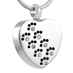 Paw Print Sparkle - Stainless Steel Pet Ashes Jewellery Pendant