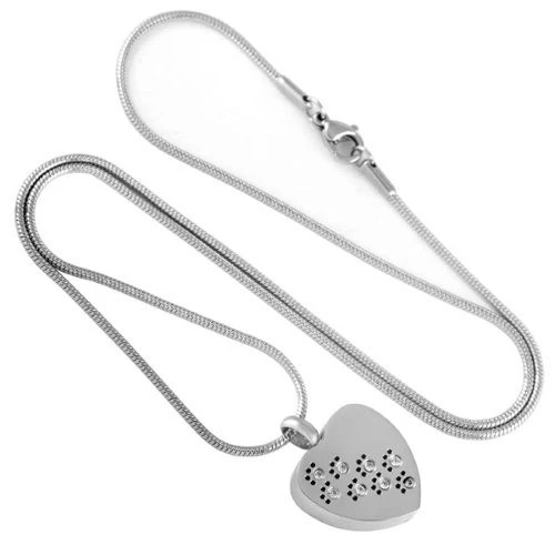 Paw Print Sparkle - Stainless Steel Pet Ashes Jewellery Pendant 4 Paw Print Sparkle - Stainless Steel Pet Ashes Jewellery Pendant - Image 2