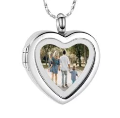 Photo Heart Locket -Stainless Steel Cremation Ashes Jewellery Memorial Pendant