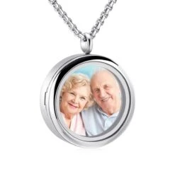Photo Round Locket -Stainless Steel Cremation Ashes Jewellery Memorial Pendant