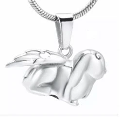 Angel Bunny Rabbit - Stainless Steel Cremation Ashes Jewellery Pendant