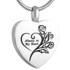 Rose 'Always In My Heart' - Stainless Steel Cremation Ashes Jewellery Pendant