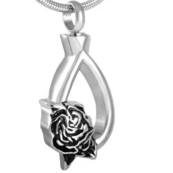 Rose Teardrop - Stainless Steel Cremation Ashes Jewellery Pendant