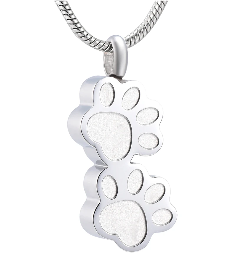 Double Paws - Stainless Steel Cremation Ashes Memorial Pendant 3 Double Paws - Stainless Steel Cremation Ashes Memorial Pendant