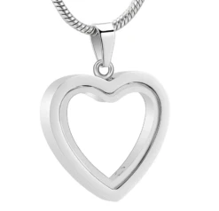 Glass Heart - Stainless Steel Cremation Ashes Memorial Pendant